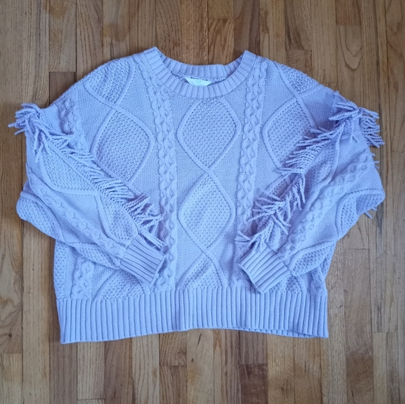 Time and Tru Sweaters - Lavender Sweater with Fringe